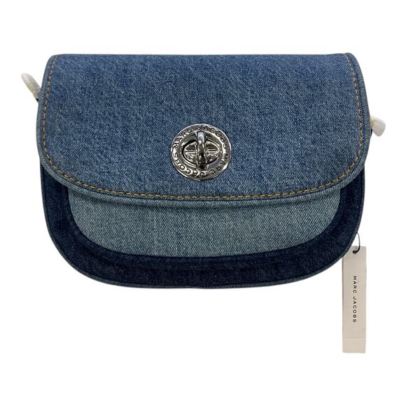 Marc Jacobs Denim Turn Lock Crossbody Bag Blue Jean Chain...